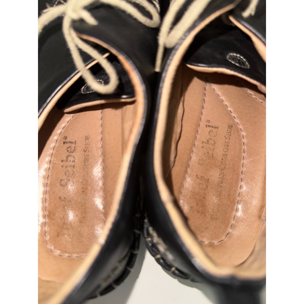 Josef Seibel Black Leather Oxford Lindsay EU 41 US 10-10.5 Whipstitch Size 41 - Picture 5 of 8